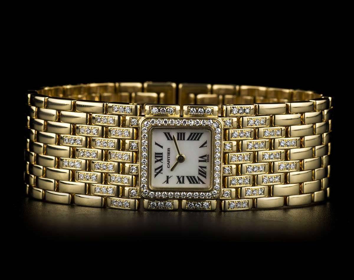 Cartier Ladies Yellow Gold Diamond Set Panthere Ruban Quartz wristwatch 1