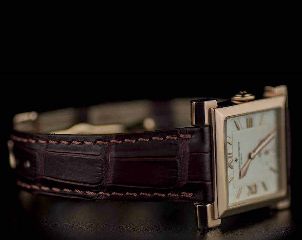 Vacheron Constantin Rose Gold Carree Historique Manual Wristwatch In Excellent Condition In Mayfair, London, London