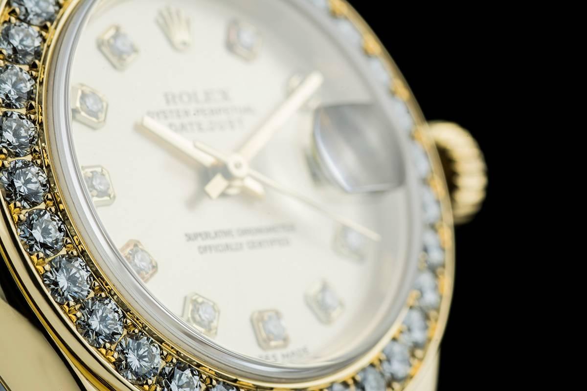 Rolex Ladies Yellow Gold Diamond Datejust Pearlmaster Automatic Wristwatch In Excellent Condition In London, GB