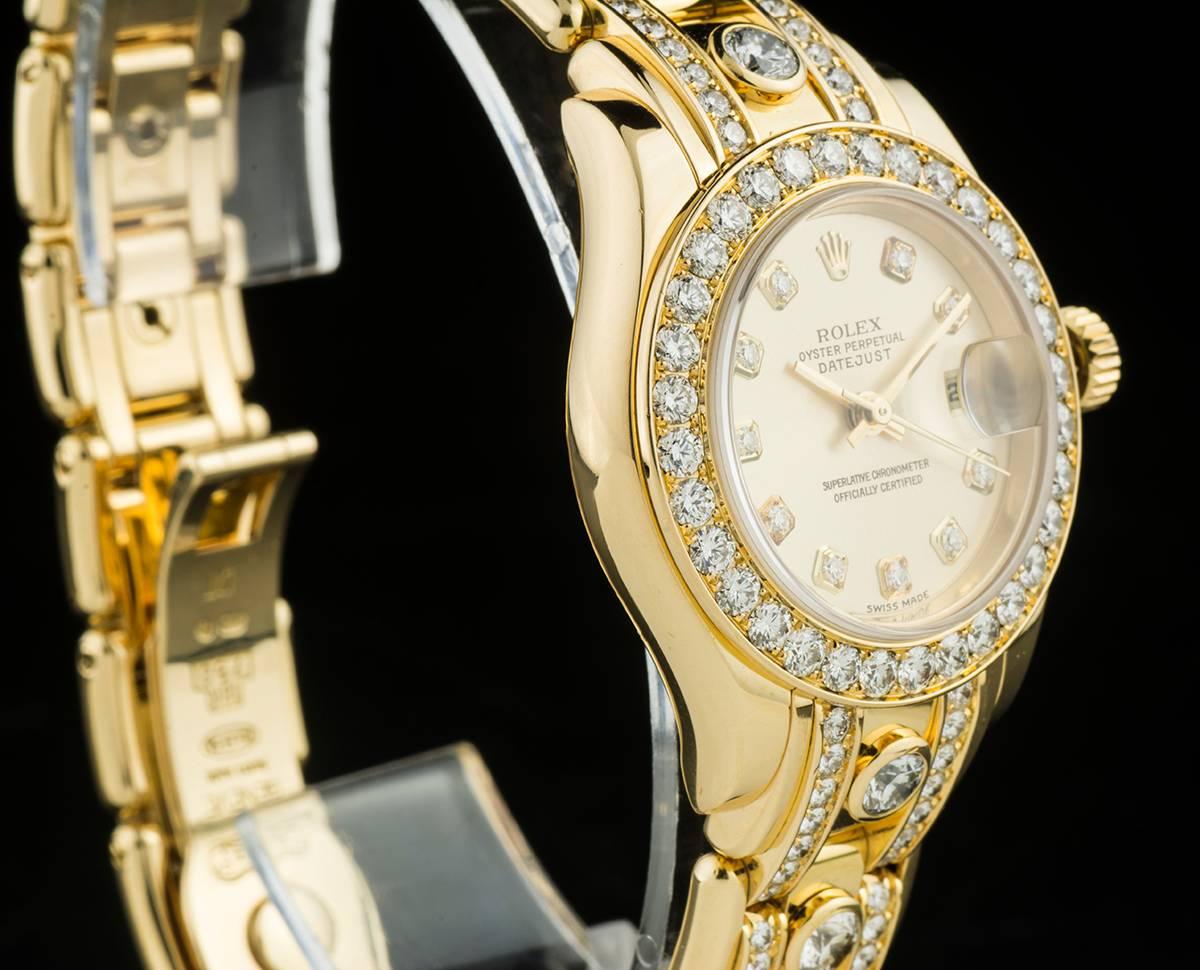 Rolex Ladies Yellow Gold Diamond Datejust Pearlmaster Automatic Wristwatch 1