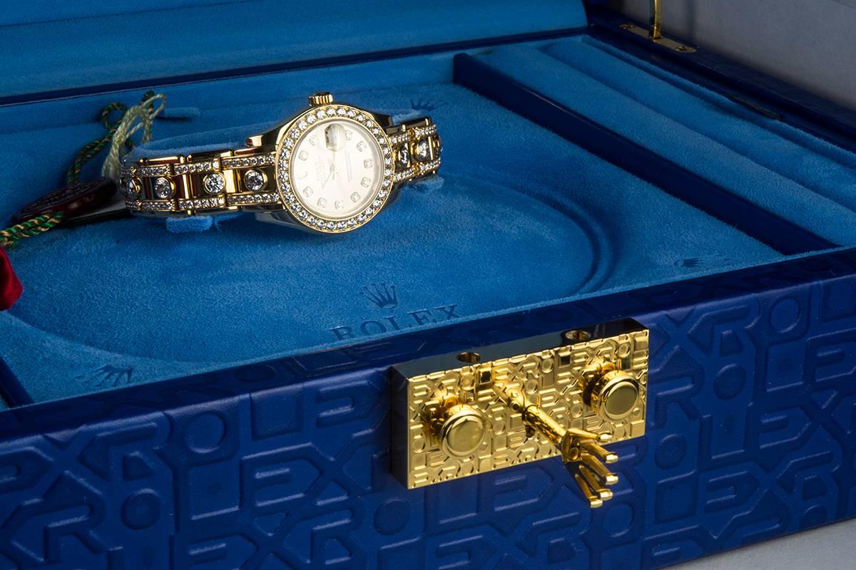 Rolex Ladies Yellow Gold Diamond Datejust Pearlmaster Automatic Wristwatch 5