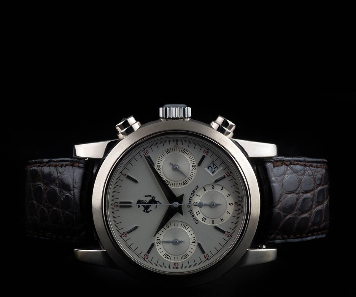 Girard Perregaux White Gold Ferrari Chronograph automatic wristwatch ref 8020 In Excellent Condition In Mayfair, London, London