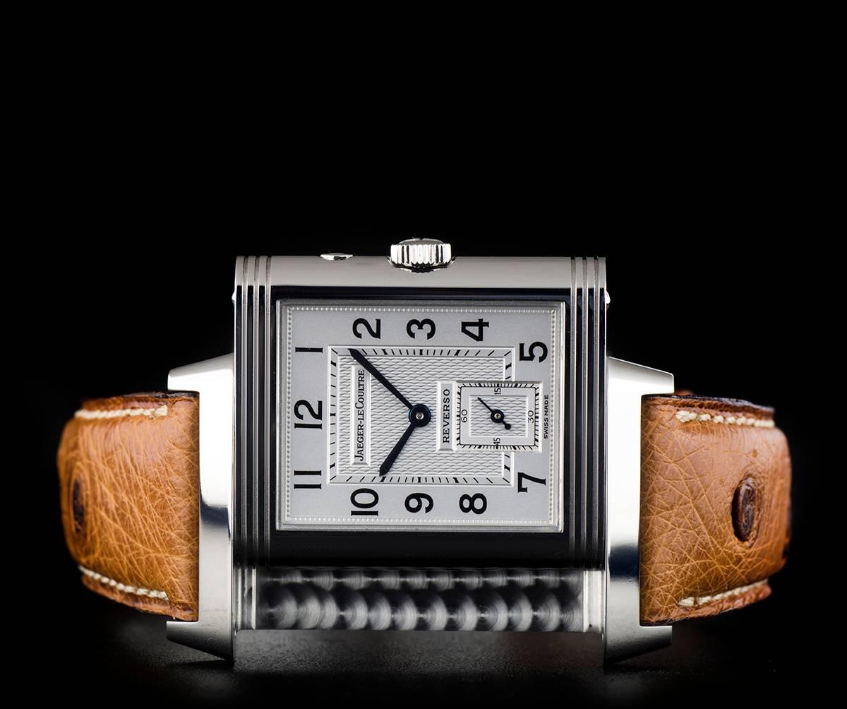 Jaeger LeCoultre Stainless Steel Reverso Day and Night Dial manual wristwatch 3