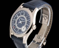 Patek Philippe White Gold Calatrava Blue Dial Automatic Wristwatch Ref 6000G