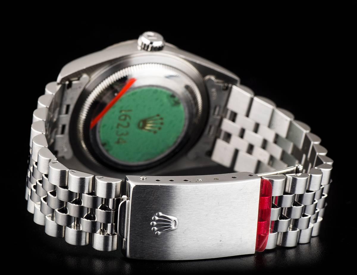 Women's or Men's Unworn Rolex Stainless Steel Datejust Sodalite Diamond Dial Watch 