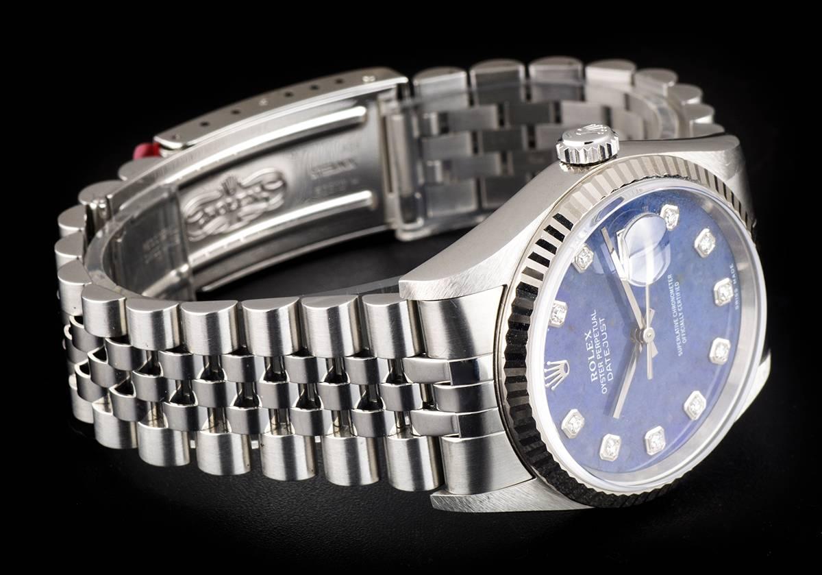 Unworn Rolex Stainless Steel Datejust Sodalite Diamond Dial Watch  In New Condition In London, GB