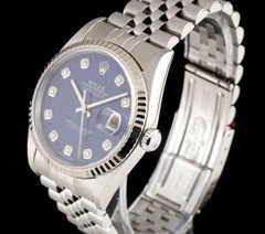 Unworn Rolex Stainless Steel Datejust Sodalite Diamond Dial Watch