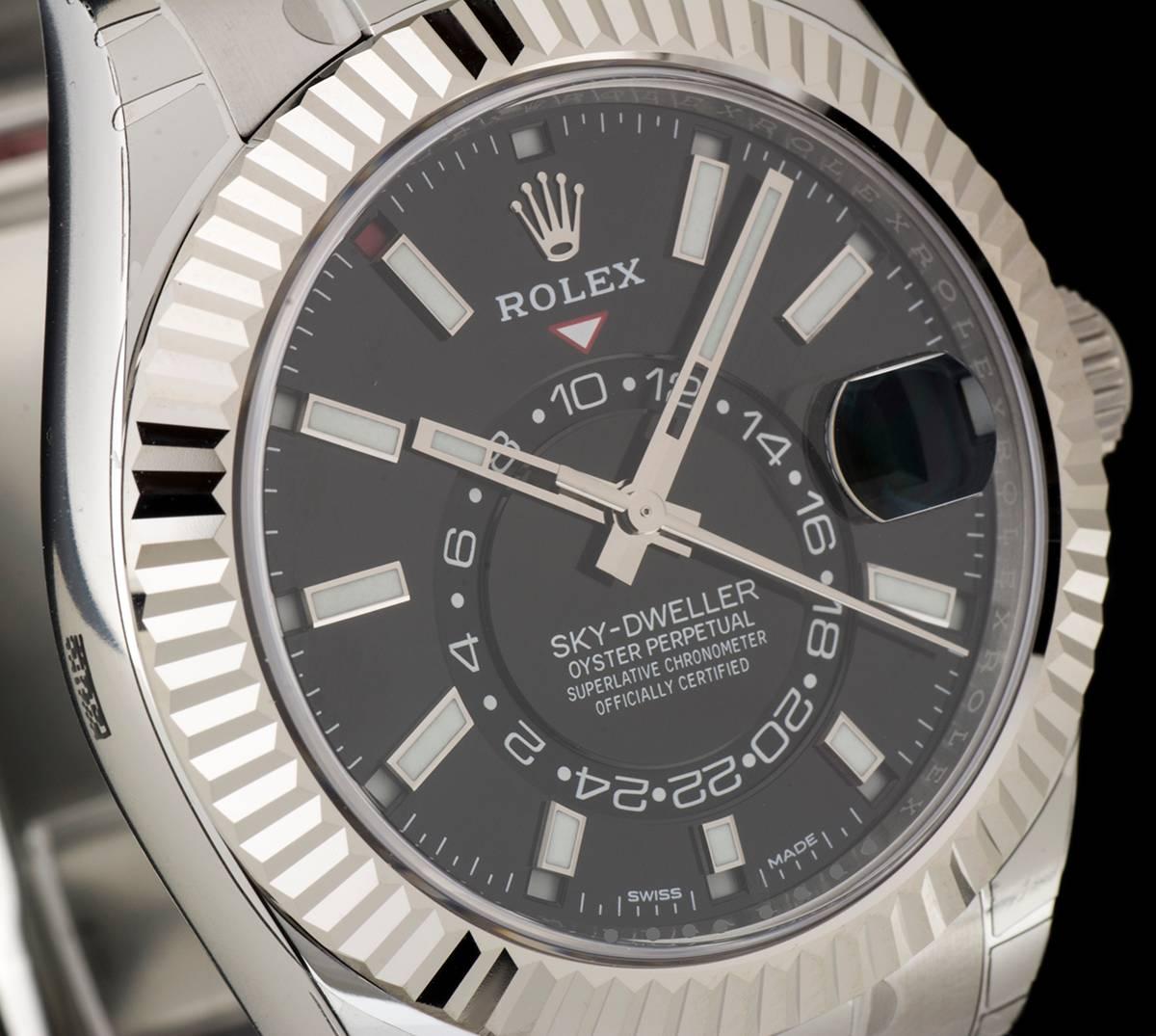 Rolex Stainless Steel Annual Calendar Sky-Dweller automatic wristwatch In New Condition In London, GB