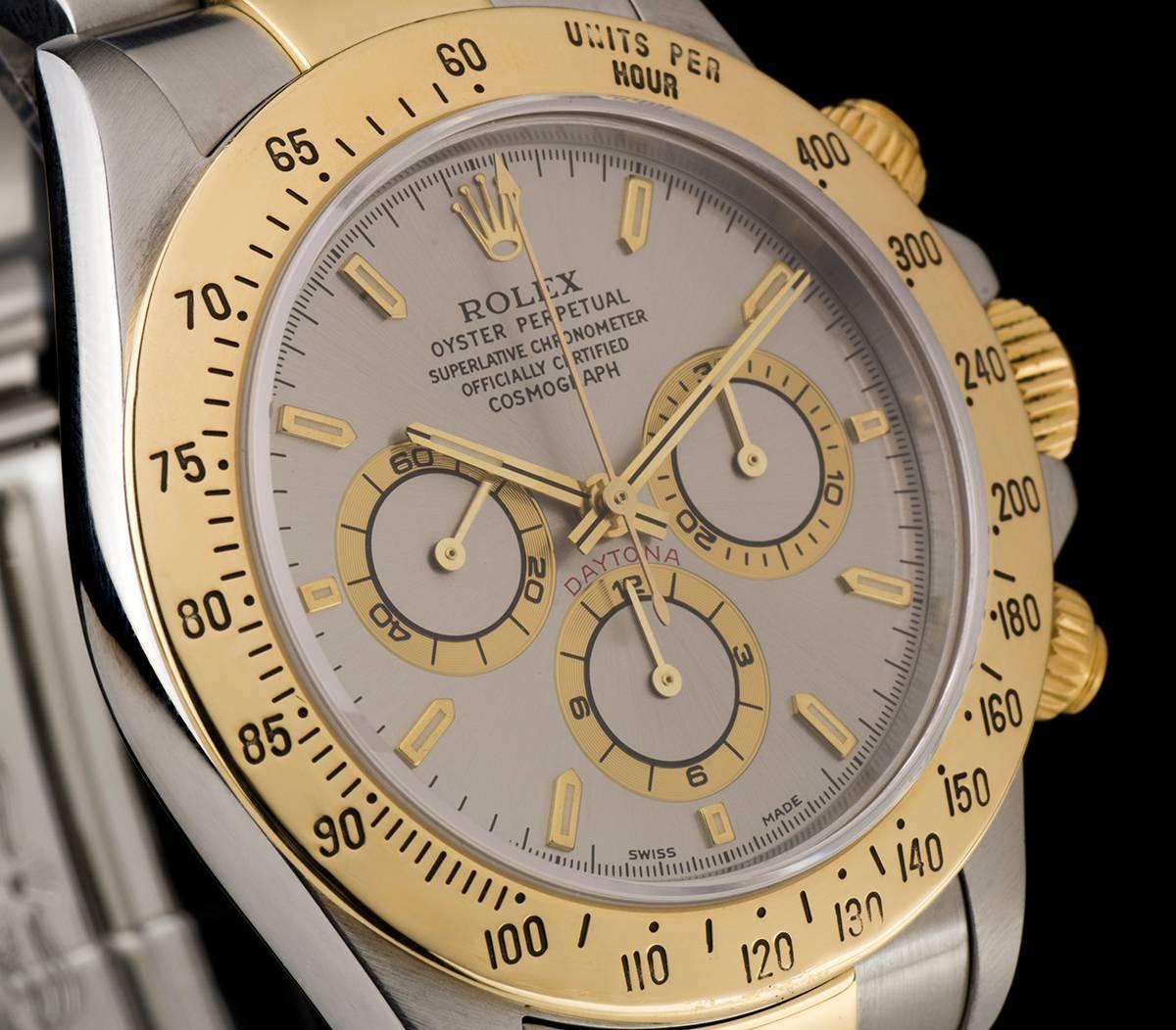 Rolex Yellow Gold Stainless Steel Zenith Movement Cosmograph Daytona Wristwatch  In Excellent Condition In London, GB