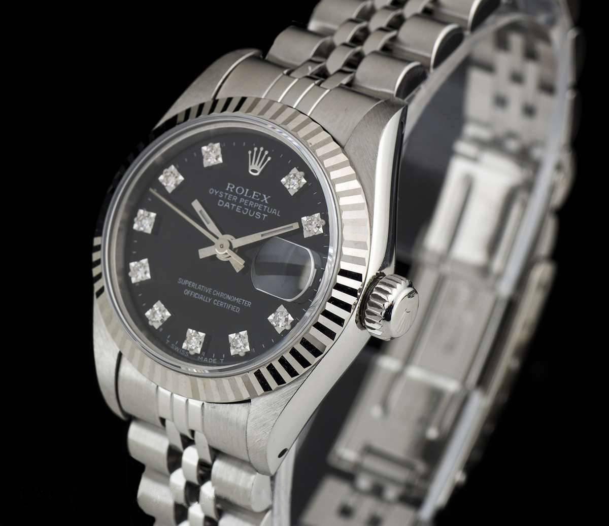 Rolex Ladies Stainless Steel Black Diamond Dial Datejust automatic Wristwatch 2
