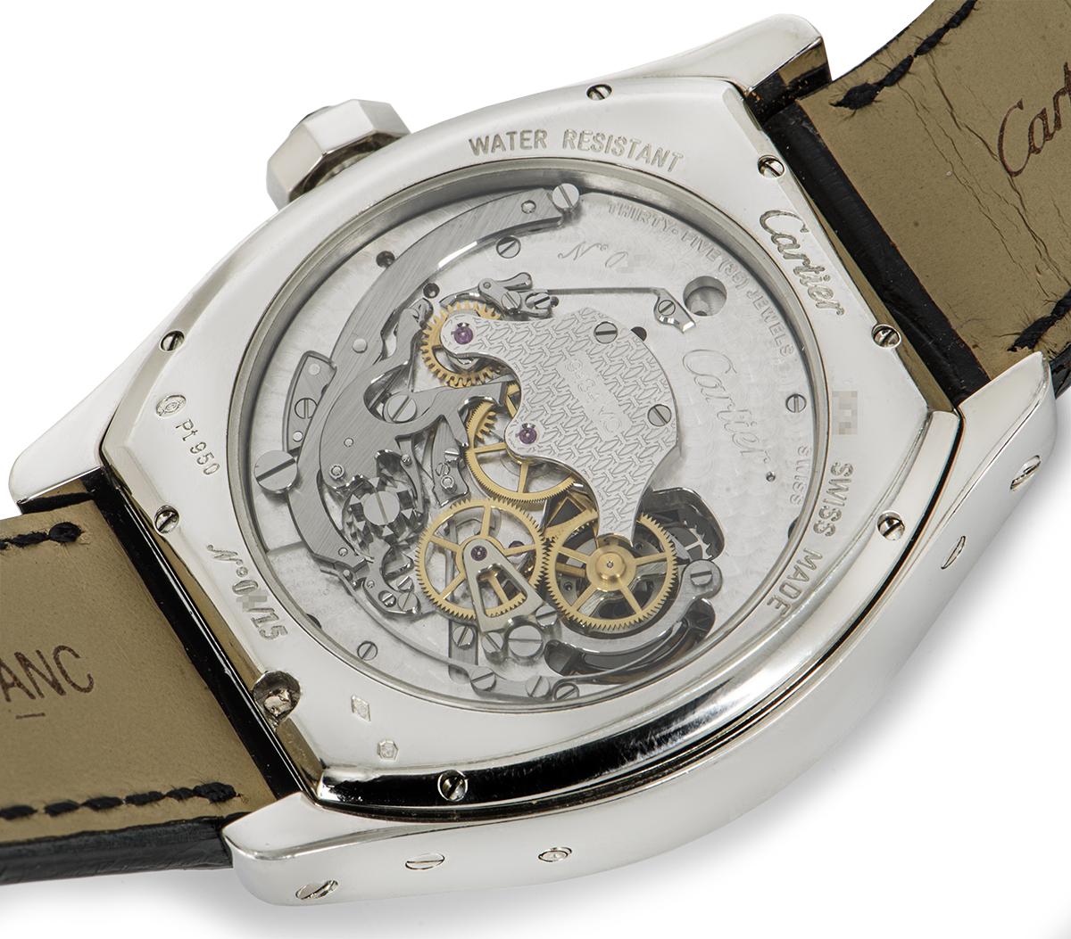 Cartier Platinum Privee Tourbillon Perpetual Calendar Manual Wind Wristwatch In Excellent Condition In London, GB