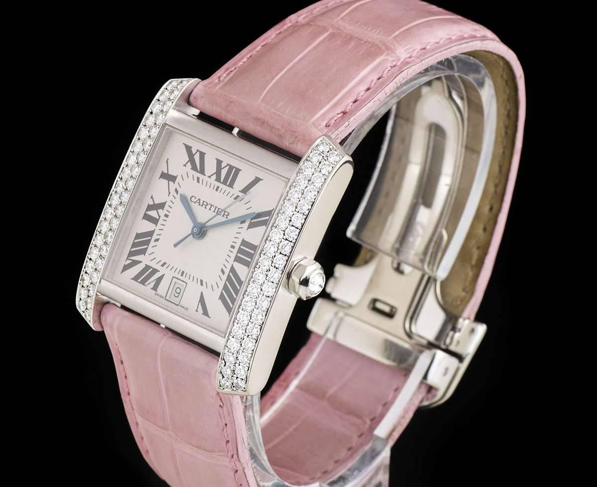 Cartier White Gold Diamond Tank Francaise Automatic Wristwatch Ref WE00351 2