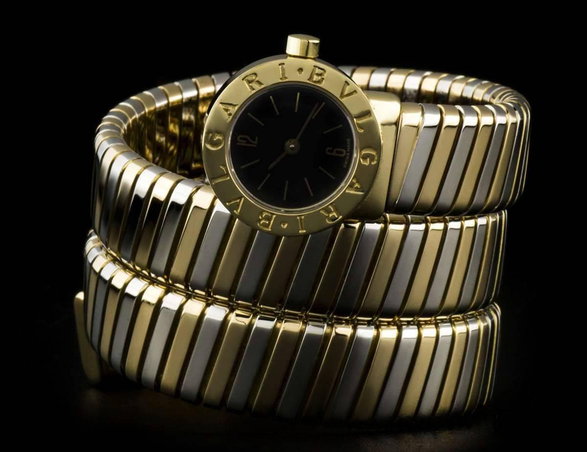 Bulgari Gold and White Gold Black Dial Snake Tubogas BB191T Ladies Quartz Watch 1