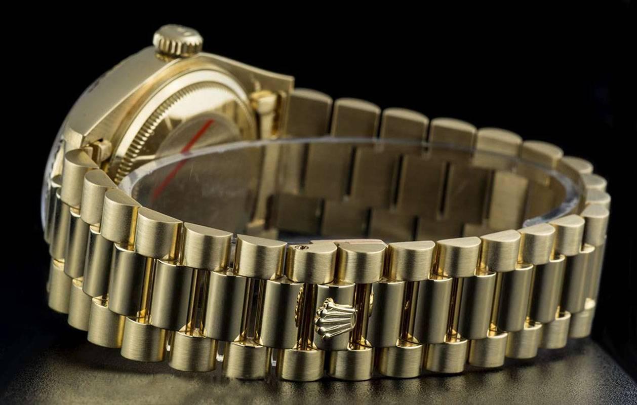 Men's Rolex Gold Blue Vignette String Diamond Dial Day-Date 18038 Automatic Watch