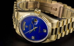 Rolex Gold Rare Lapis Lazuli Diamond Dial Day-Date 18238 Automatic Gents Watch