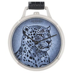 Hermes Slim Panthere Orologio da Tasca Oro Bianco Quadrante Blu B&P EP2.990A Auto