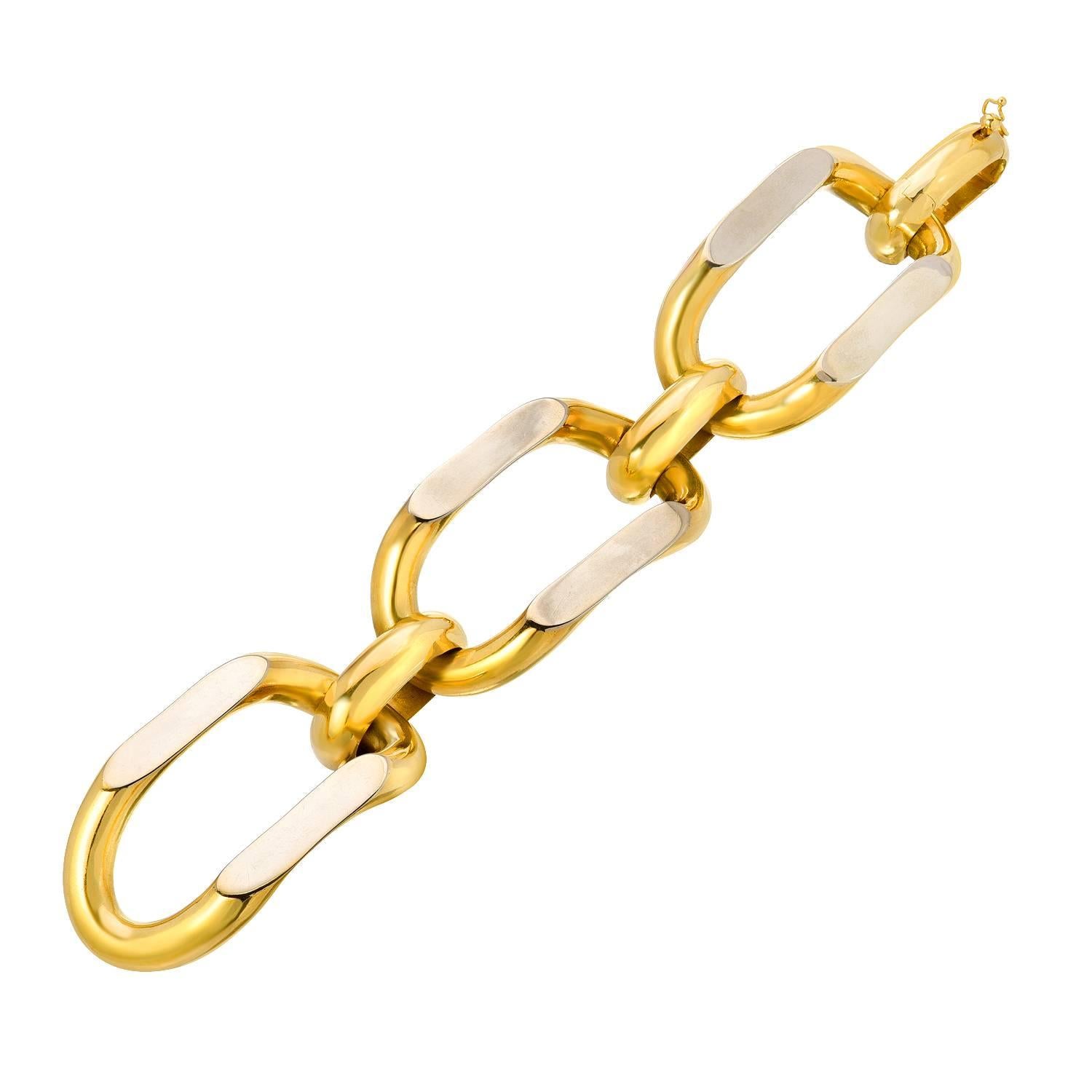 1970s 18K Yellow and White Gold Bracelet  For Sale