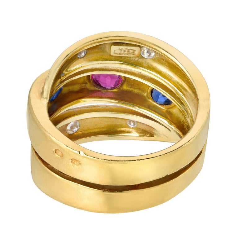 Van Cleef and Arpels Sapphire Ruby Diamond Ring For Sale at 1stDibs
