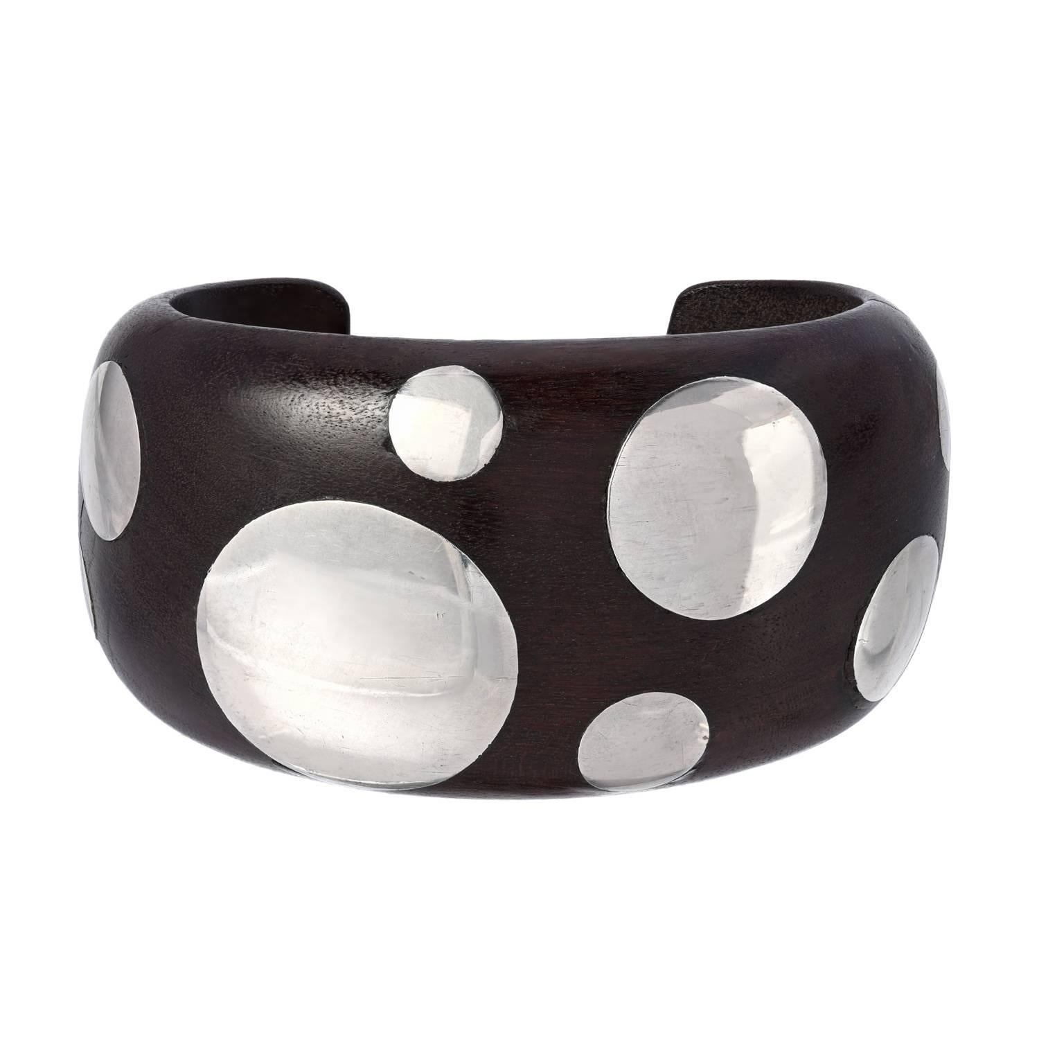Wood and Silver Cuff, William Spratling For Sale