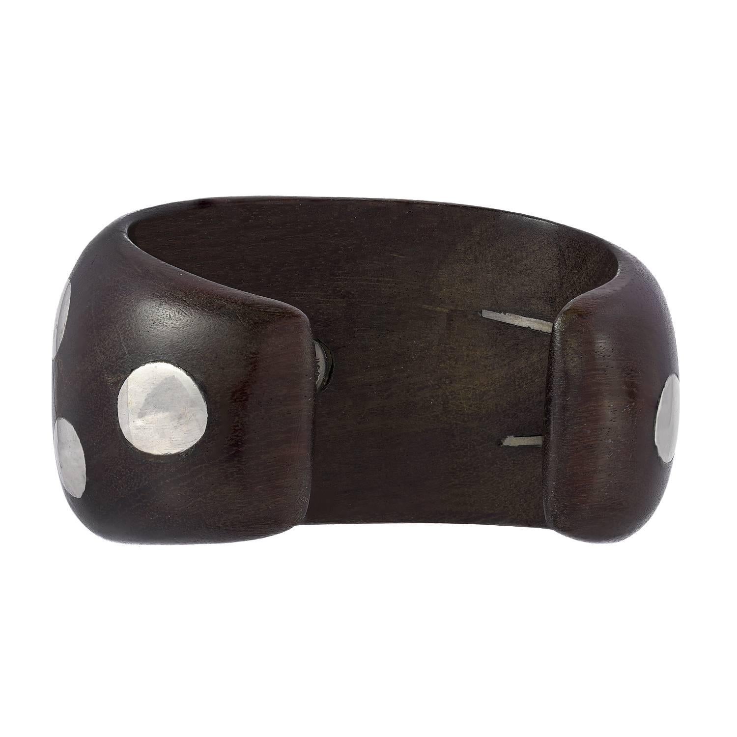 Wood and Silver Cuff, William Spratling In Excellent Condition For Sale In New York, NY