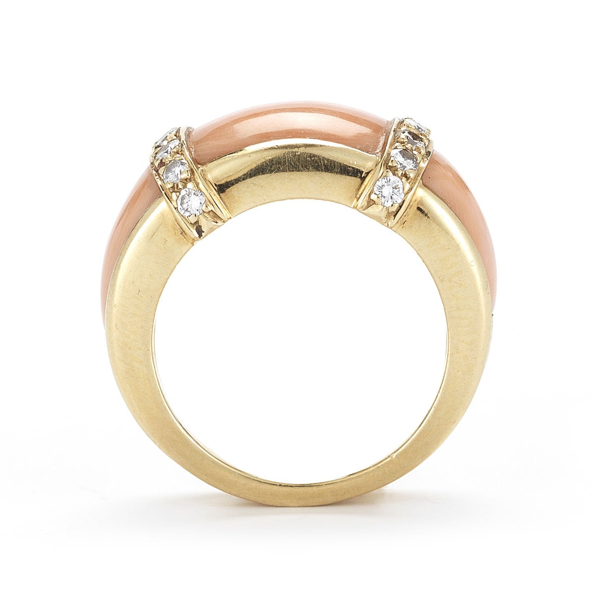 Van Cleef & Arpels Coral Diamond Gold Ring In Excellent Condition In New York, NY
