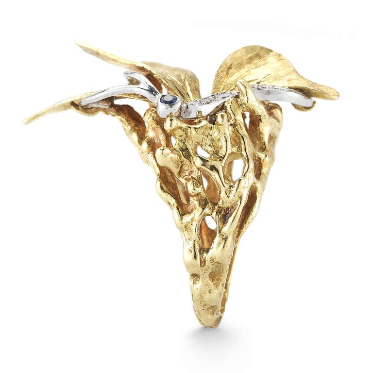Women's Cartier 18k Gold, Diamond adn Sapphire Butterfly Ring For Sale