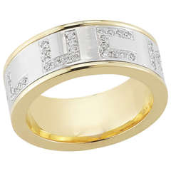 "Good Luck" Gold & Diamond Band Ring
