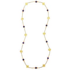 French Coral Amethyst Yellow Gold Necklace