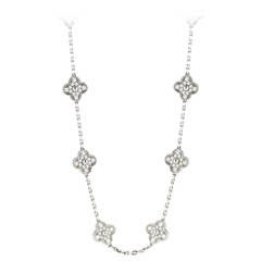 Van Cleef & Arpels Diamond Gold Ten Motif Alhambra Necklace