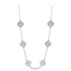 Van Cleef & Arpels Diamond Gold Ten Motif Alhambra Necklace