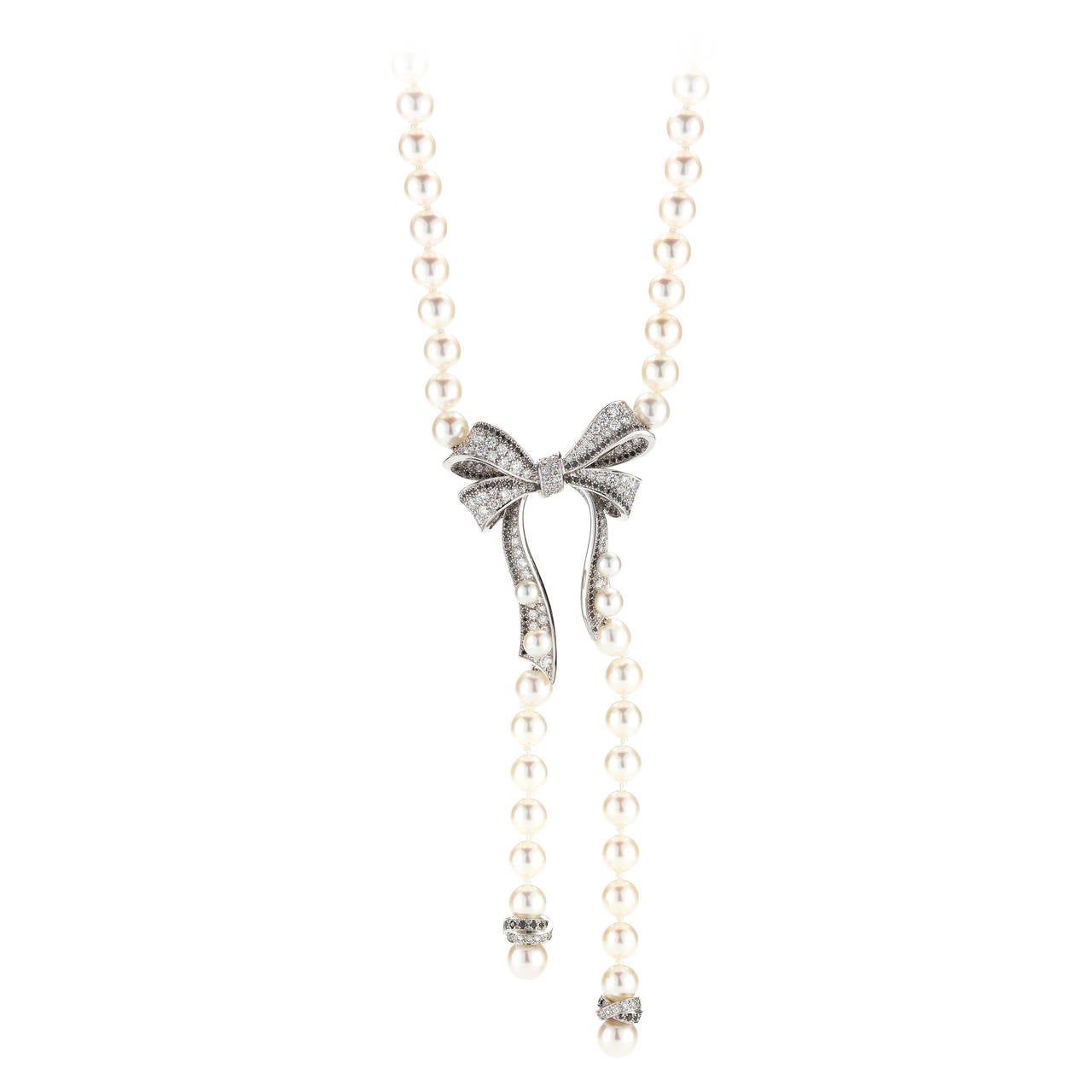 Chanel Gold Chain And Pearl Necklace With Gold Bow Details