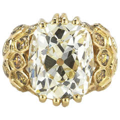 Rene Boivin 11.22 Carat Cushion-Cut Diamond Yellow Gold Ring