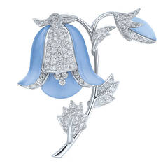 Kwiat Blue Bell Blue Chalcedony Diamond Brooch