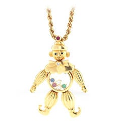 Vintage Chopard Happy Diamond and Multi-Gem 18K Gold Clown Necklace