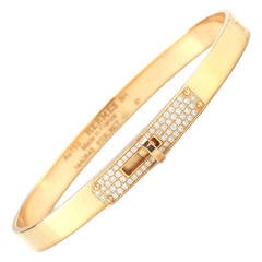 Hermes Diamond Gold Bangle Bracelet