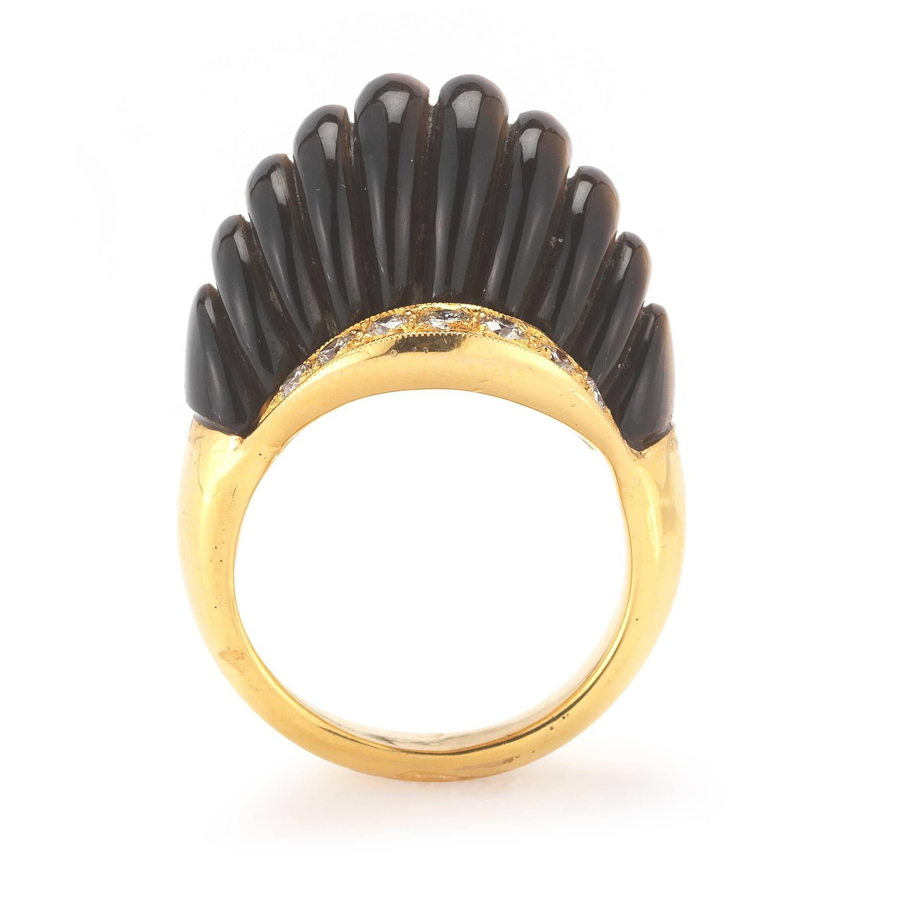 Women's Gucci Tiger's Eye Diamond Gold Ring