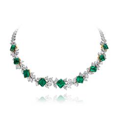 Important Emerald and Diamond Fashion Necklace