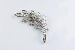 Diamond Platinum Leaf Brooch