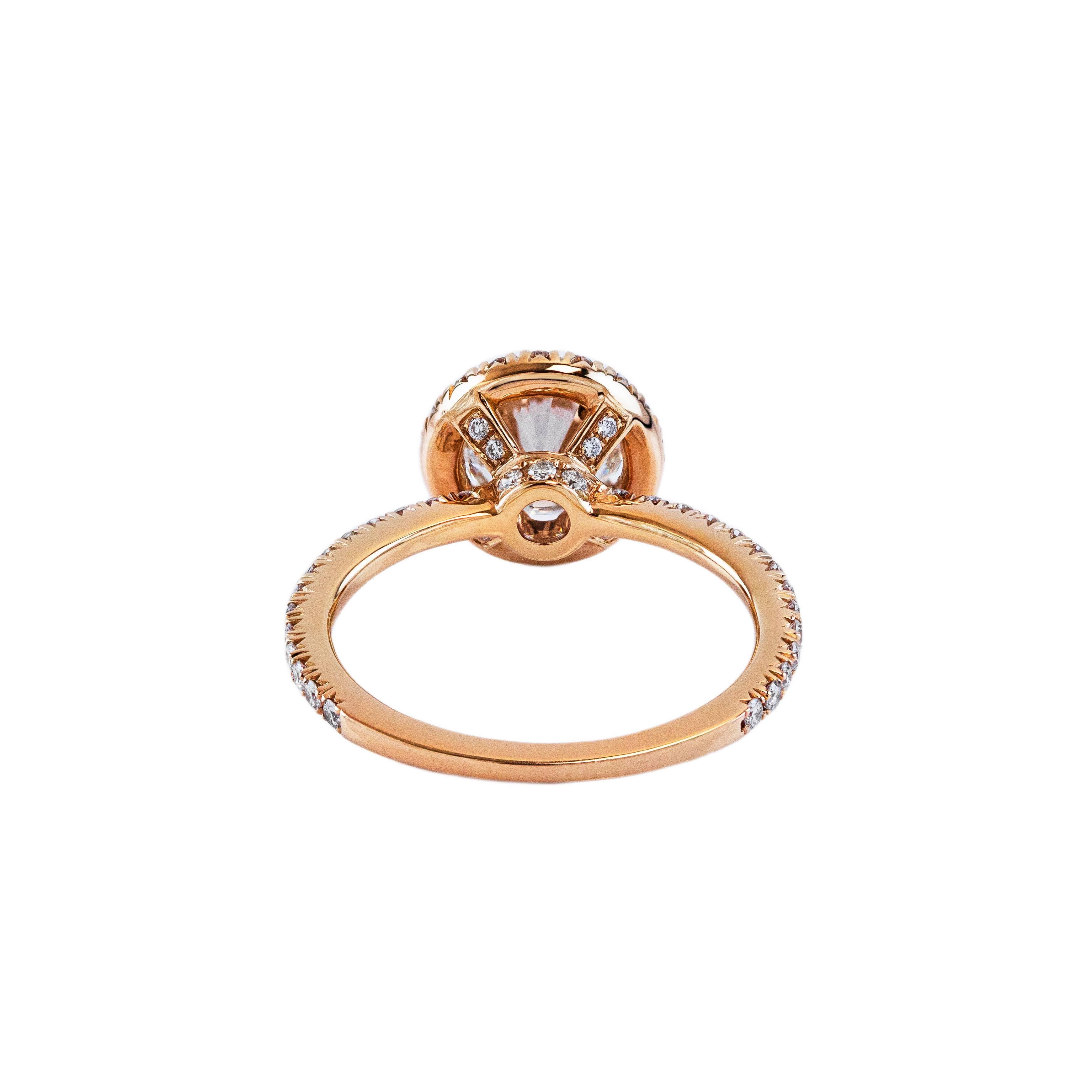 Contemporary Roman Malakov 1.07 Carats Brilliant Round Shape Diamond Halo Engagement Ring For Sale