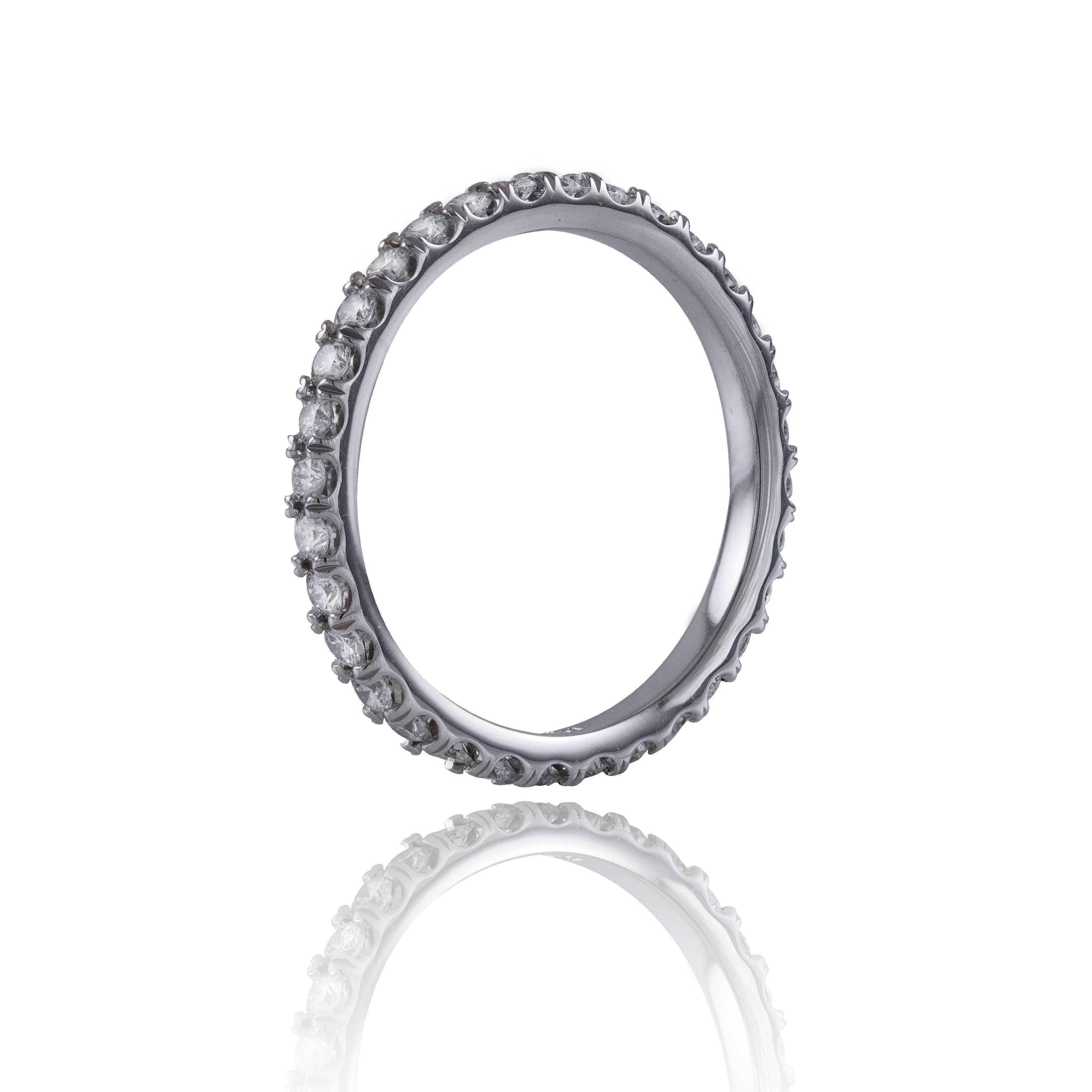 Round Cut Roman Malakov 0.67 Carats Brilliant Round Diamond Eternity Wedding Band Ring For Sale