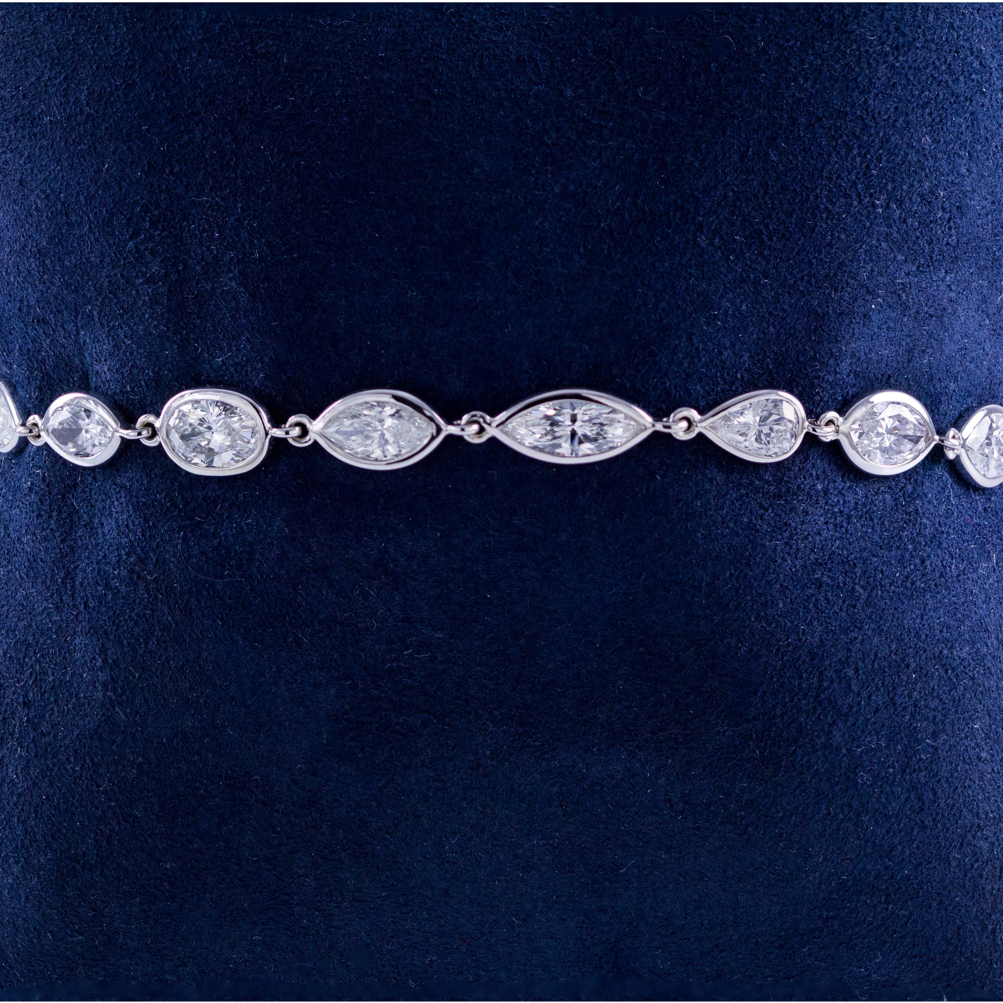 Roman Malakov 9.13 Carats Total Mixed Cut Diamond By the Yard Tennis Bracelet For Sale 1