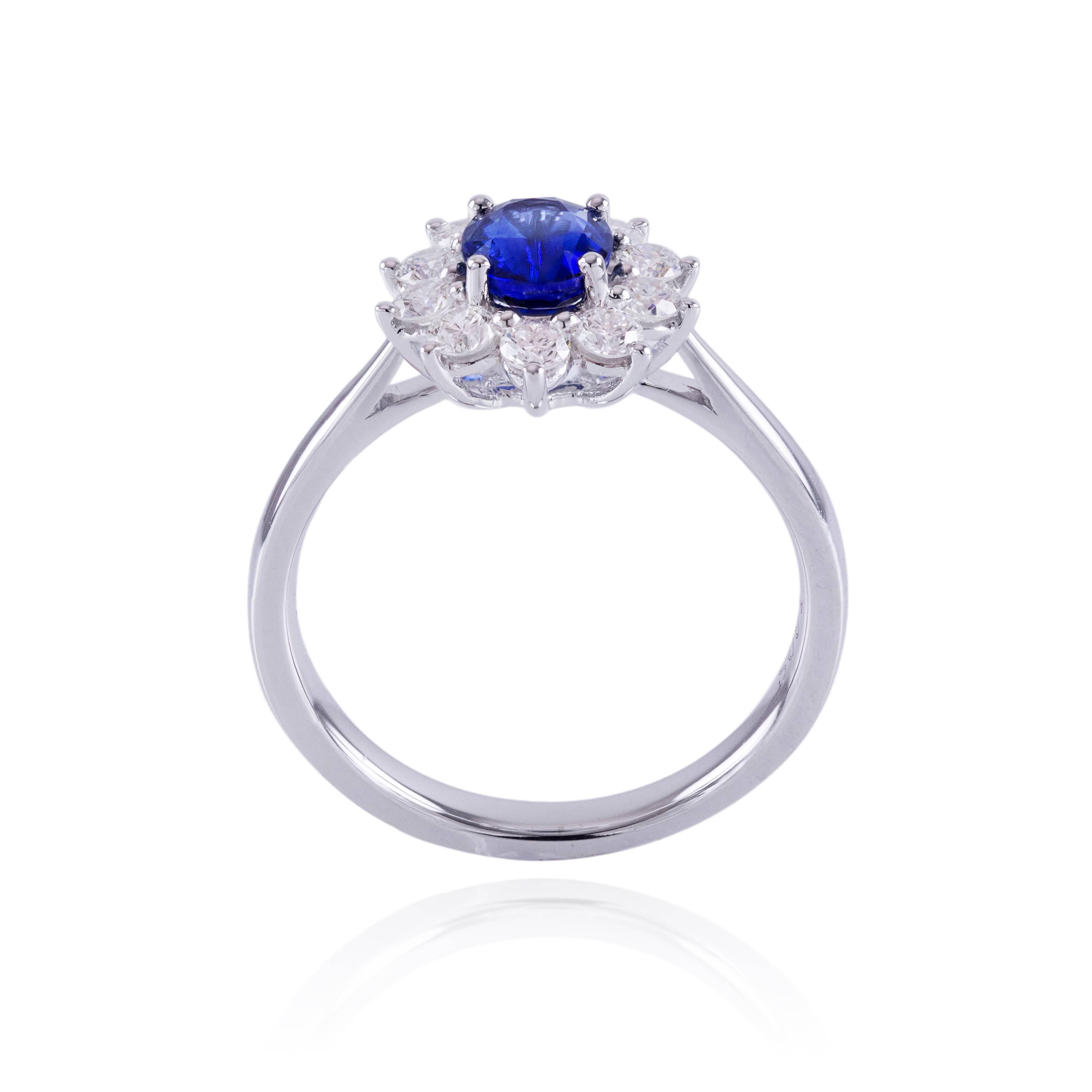 sapphire and diamond flower ring