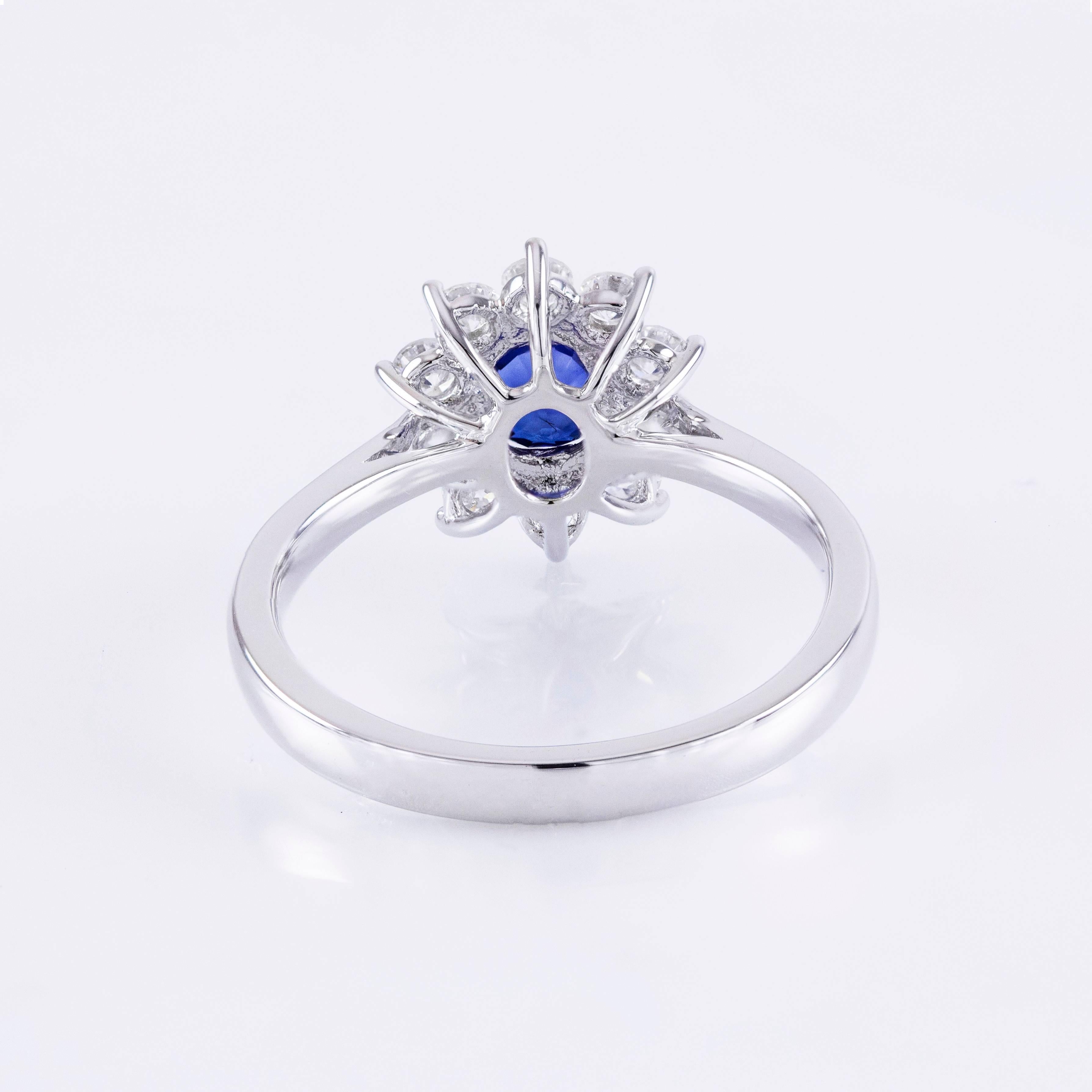 blue sapphire flower ring