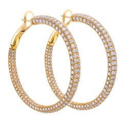 10.58 Carat Diamond Gold Hoop Earrings