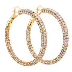 10.58 Carat Diamond Gold Hoop Earrings 7