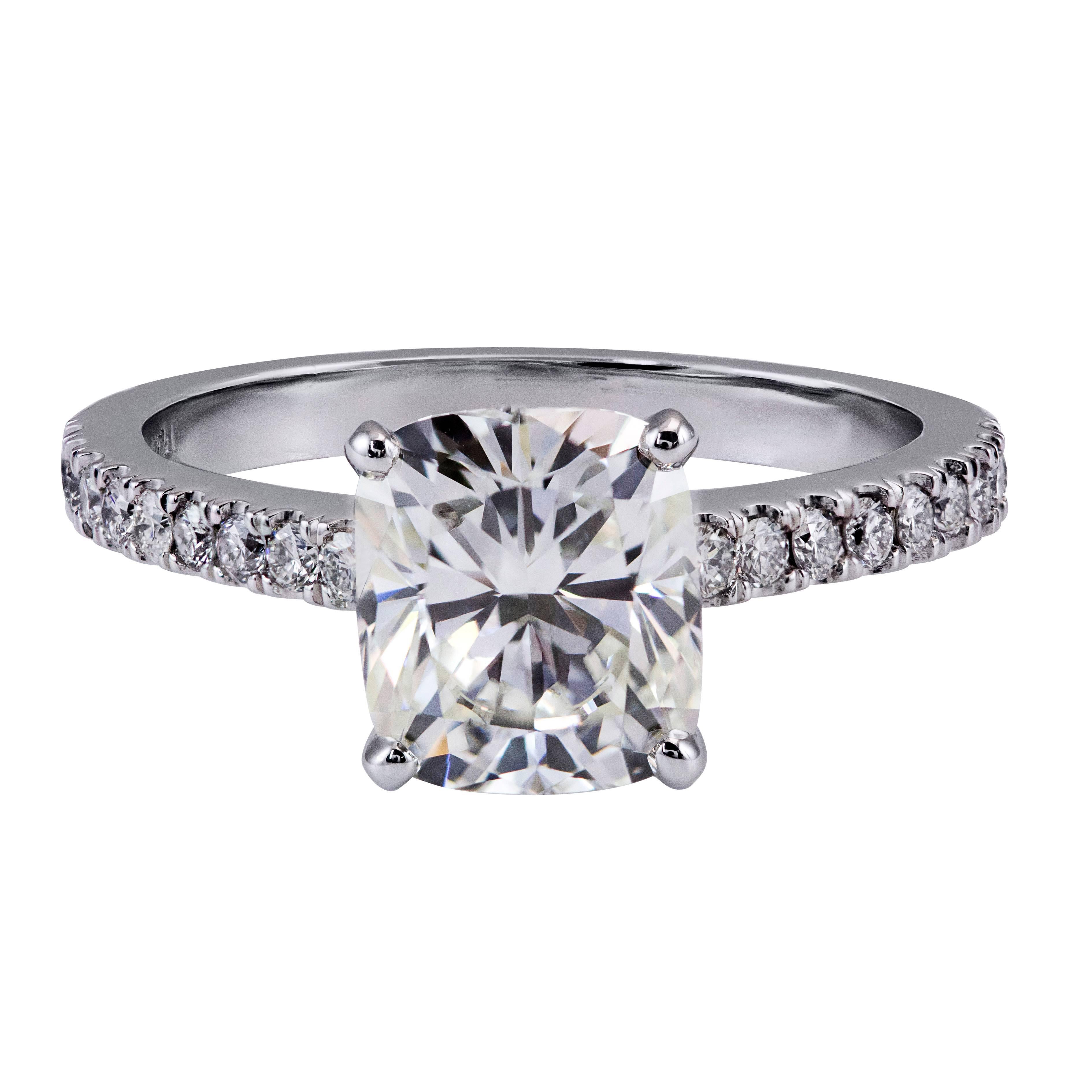 2.03 Carat GIA Certified Cushion Cut Diamond Solitaire Engagement Ring