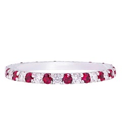 Alternating Ruby and Diamond Eternity Wedding Band Ring 2