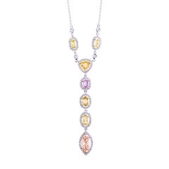 Fancy Color Diamond Halo Drop Necklace