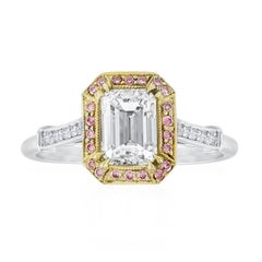 GIA Certified Emerald Cut Diamond Halo Engagement Ring