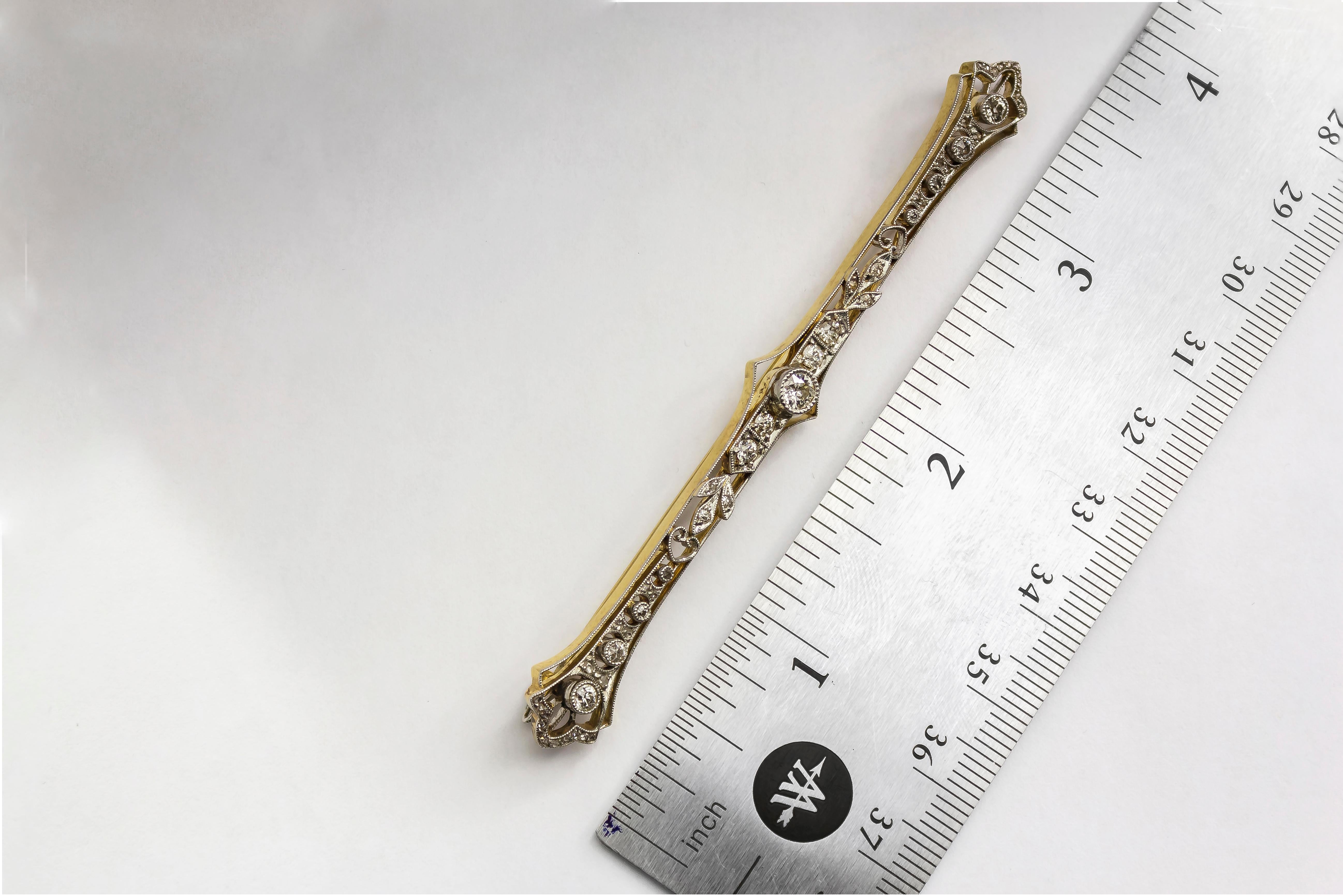 0.85 Carats Total Antique Old European Cut Diamond Panel Brooch In Good Condition For Sale In New York, NY